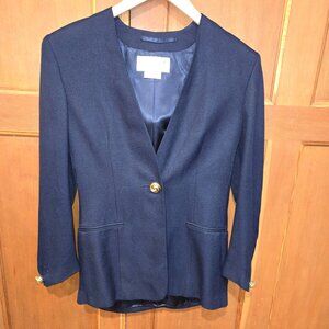 Jaeger of Great Britain Designer Women's Navy Blue Blazer Jacket Size 8